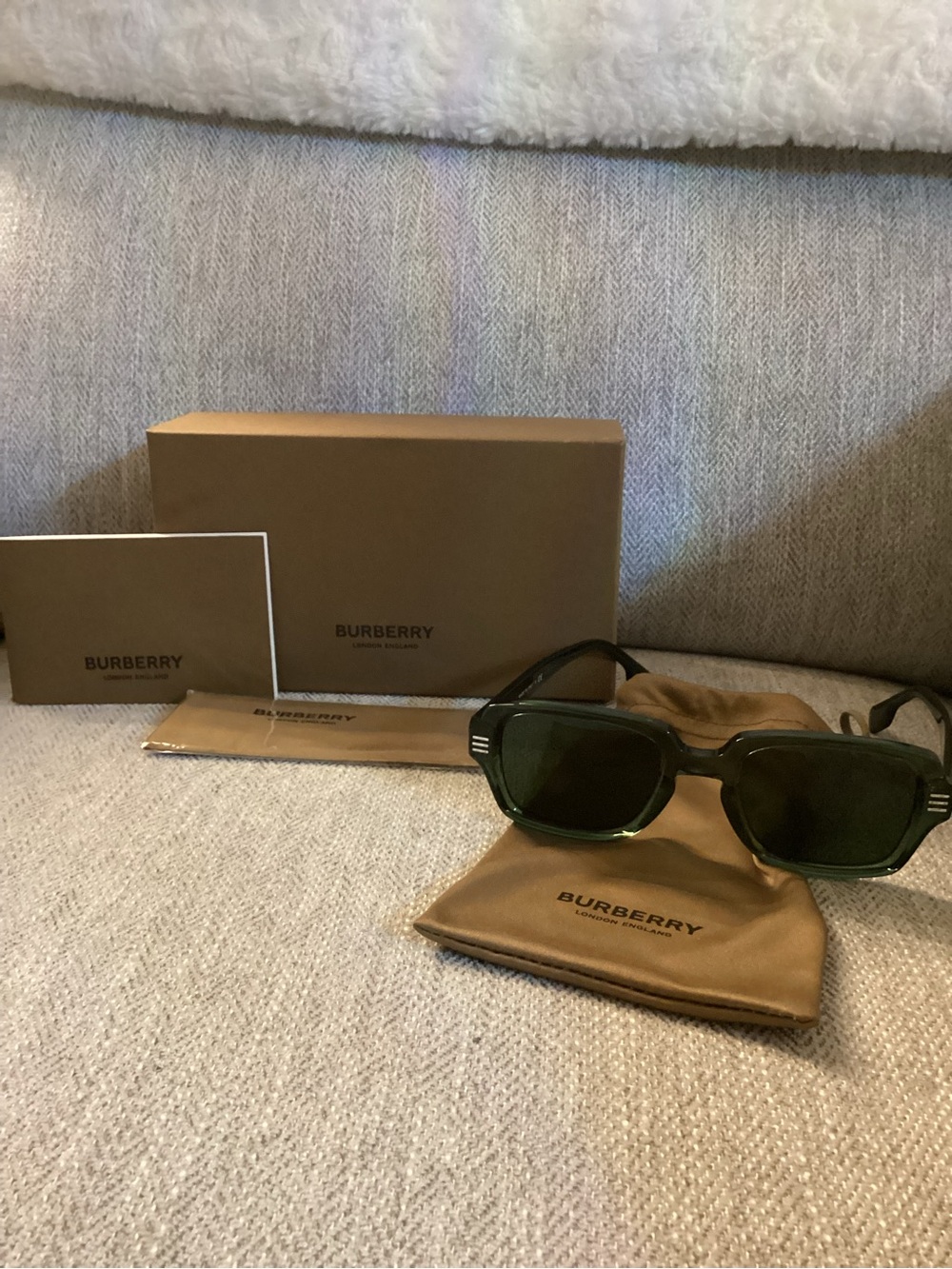 Burberry Men's Sunglasses in Green and Black - Classic Designer Shades